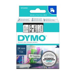 Dymo 53713 tape D1 sort p hvid 24mm x 7m original