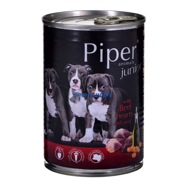 Dolina Noteci Piper Junior Oksehjerter Med Gulerod - Vdfoder Til Hunde - 400 G