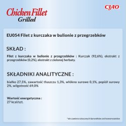 Inaba Grillet Kylling Ekstra Mr Filet I Bouillon Med Kammuslingsmag - Kattegodbidder - 25 G
