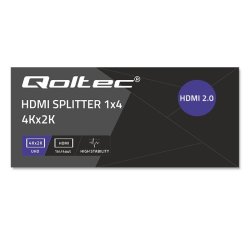 Qoltec 51799 Aktiv HDMI Splitter 4 x HDMI 4K x 2K | 6 Gb/s | 60 Hz