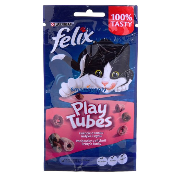 Felix Play Tubes Kalkun, Skinke - Trfoder Til Kat - 50 G