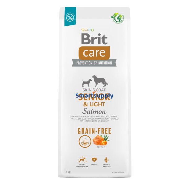 Brit Care Senior &amp; Light Laks - Trfoder Til Hunde - 12 Kg