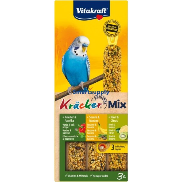 VITAKRAFT Krcker Mix Banana, kiwi, pepper - godbidder til undulat - 3 stk.