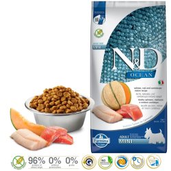 FARMINA N&D Ocean Dog Salmon, Cod, Cantaloupe, Melon Adult Mini  - trfoder til hunde - 7 kg