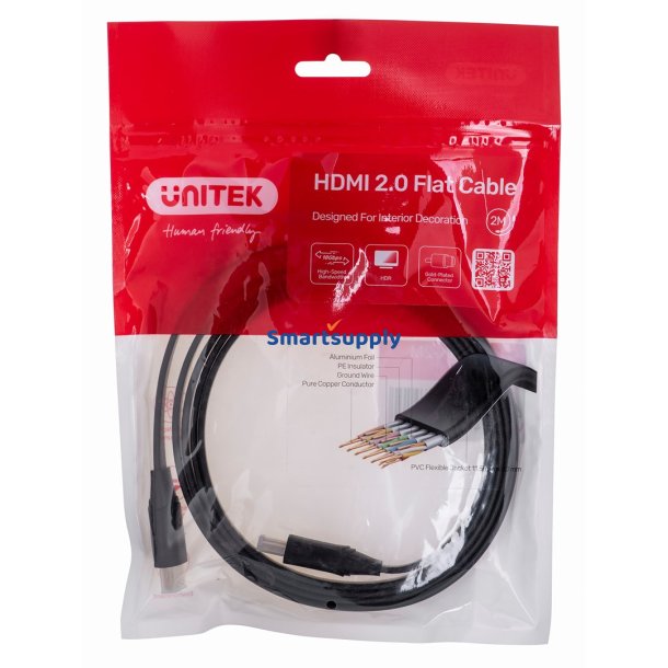 UNITEK KABEL HDMI 2.0 4K60HZ,FLAD,2M,C11063BK-2M
