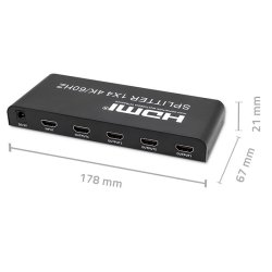 Qoltec 51799 Aktiv HDMI Splitter 4 x HDMI 4K x 2K | 6 Gb/s | 60 Hz