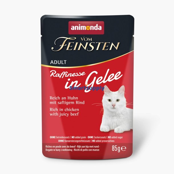 Animonda Vom Feinsten Adult Raffinesse I Gel&eacute; Rig P Kylling Med Oksekd - Vdfoder Til Katte - 85G