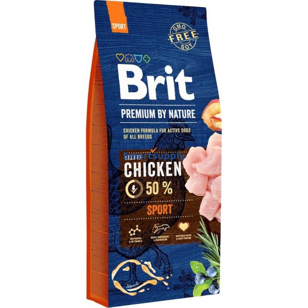 Brit Premium By Nature Sport Kylling - Trfoder Til Hunde - 15 Kg