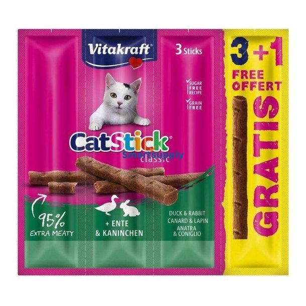 Vitakraft Catstick And Med Kanin - Kattegodbidder - 3 + 1 Gratis!
