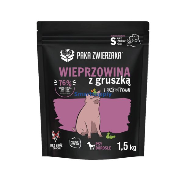 PAKA ZWIERZAKA Pork with pear S - trfoder til hunde - 1,5kg
