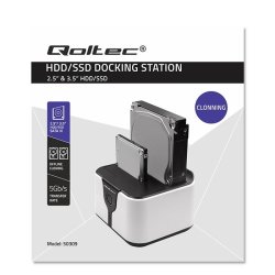 Qoltec 50309 HDD SSD 2,5" 3,5" dockingstation | SATA III | USB 3.0 | Super hastighed 5 Gb/s | med kloningsfunktion