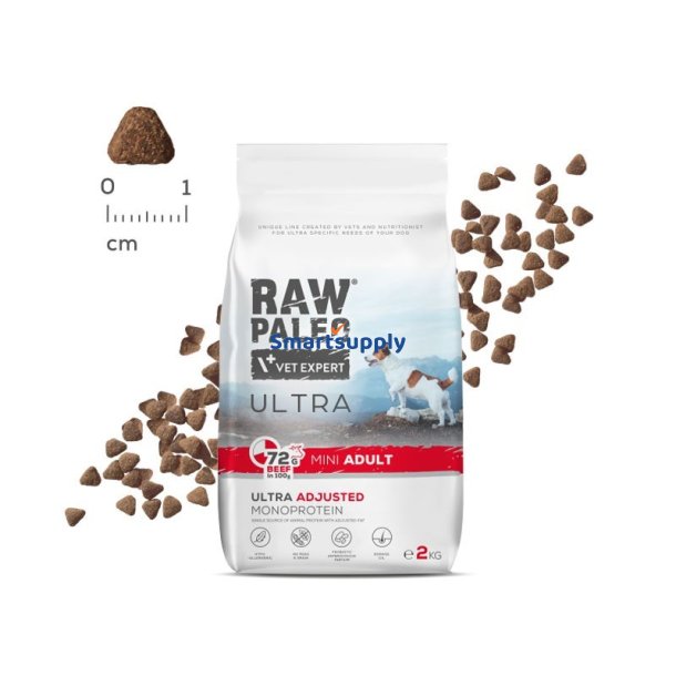 RAW PALEO Ultra Mini Adult Oksekd - trt hundefoder - 2 kg