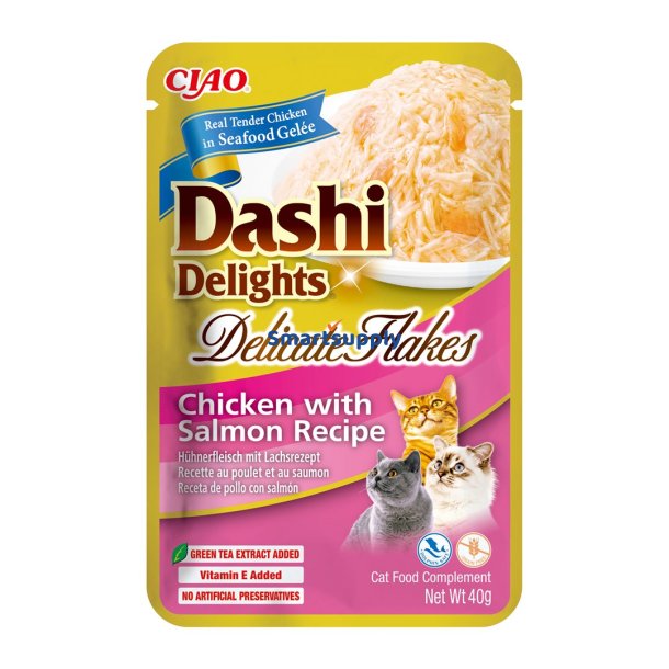 Inaba Cat Dashi Delights Delikate Flager Kylling Med Laks - Kattegodbidder - 40G