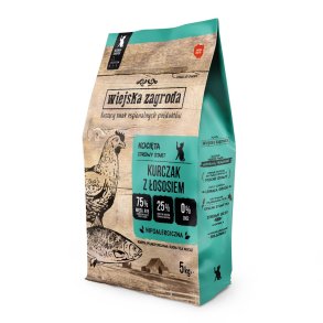 WIEJSKA ZAGRODA Kitten Chicken with salmon - trfoder til kattekillinger - 5kg