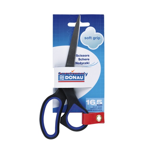 Saks med softgrip ergonomisk bl og sort 16,5 cm