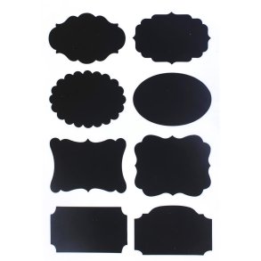 Selvklbende kork labels Sort 16 stk.