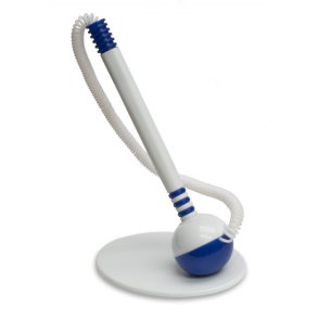 Skranke kuglepen med spiralledning og selvklbende base