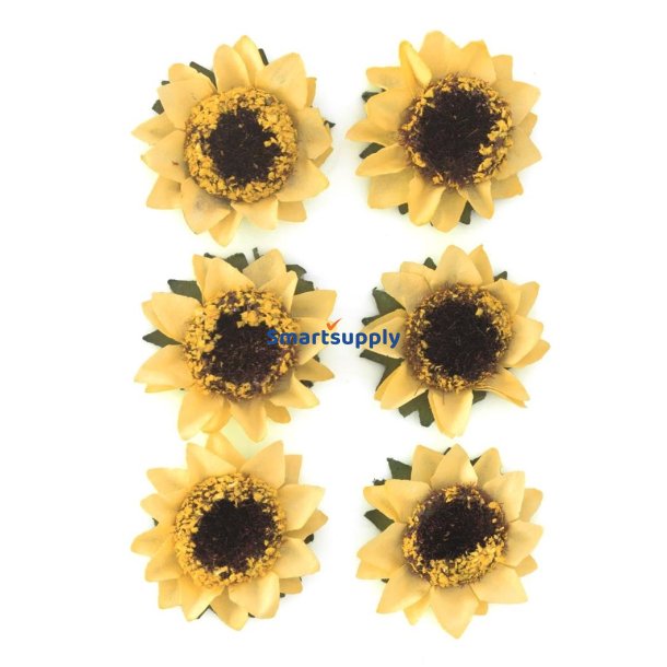 Solsikker i papir selvkl�bende 3cm, 6 stk.