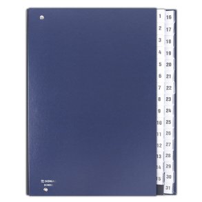 Sorteringsmappe A4 bl� med l�dertekstur - Faner 1-31