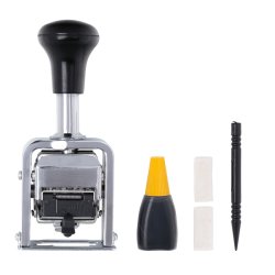 Stempel med tal, 4,5mm, 6 cifre, fast farvepude, sort