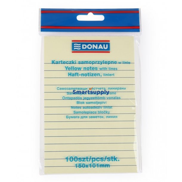 Sticky Notes linjeret blok 101x150 mm - 12 stk a&acute; 100 blade