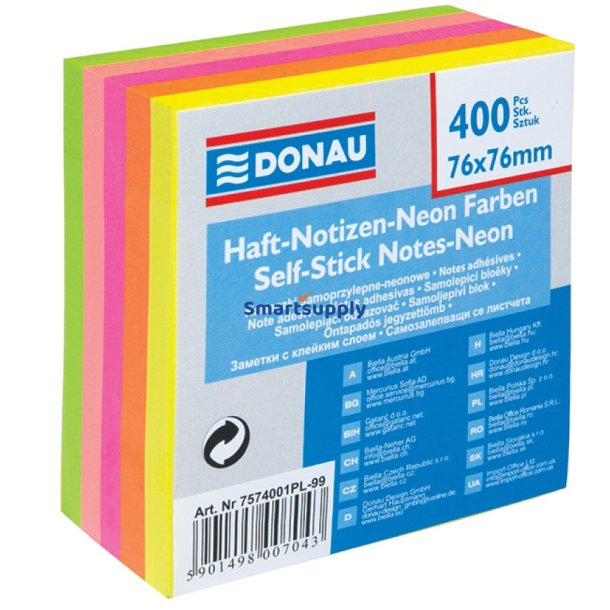 Sticky Notes neon mix 76x76 mm - 1 blok a&acute; 400 blade