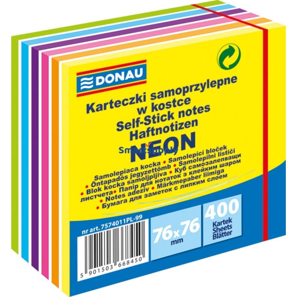 Sticky Notes neon mix 76x76 mm - 1 blok a&acute; 400 blade