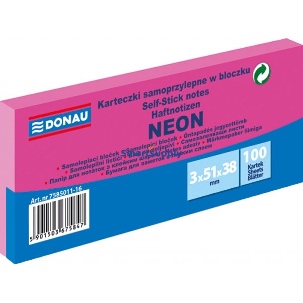 Sticky Notes neon pink 51x38 mm - 3 blokke &aacute; 300 blade