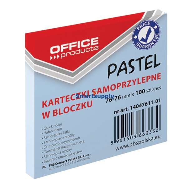 Sticky Notes pastel bl 76x76 mm - 12 blokke &aacute; 100 blade
