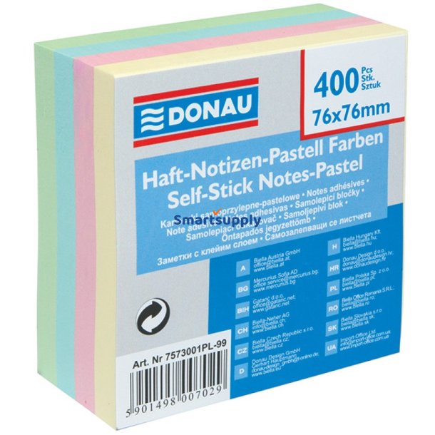 Sticky Notes pastel mix 76x76 mm - 1 blok a&acute; 400 blade