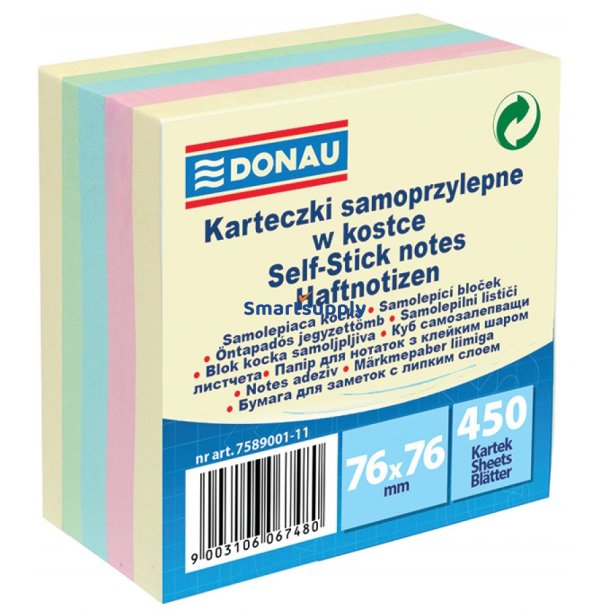 Sticky Notes pastel mix 76x76 mm - 1 blok a&acute; 450 blade