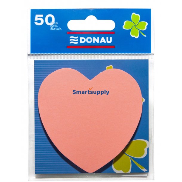 Sticky Notes pink hjerter 70 mm - 1 stk a&acute; 50 blade
