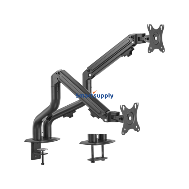 Gembird Ma-Da2-02 Justerbart Skrivebord 2-Skrms Monteringsarm (Vippe), 17"-32", Op Til 8 Kg