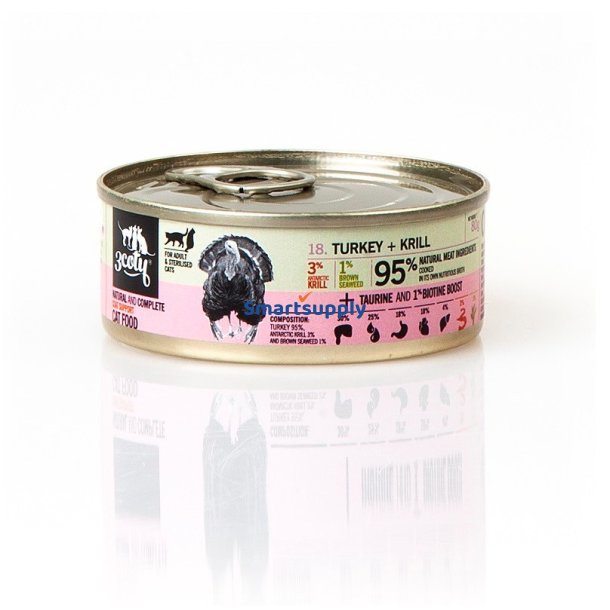 3Coty Kalkun Med Krill Pelssttte - Vdfoder Til Katte - 80G