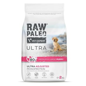 RAW PALEO Ultra Pork Medium & Large Puppy - trfoder til hunde - 2kg