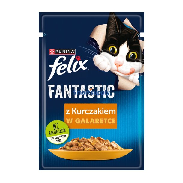Felix Fantastisk Med Kylling I Gel&eacute; - Vdfoder Til Katte - 85G