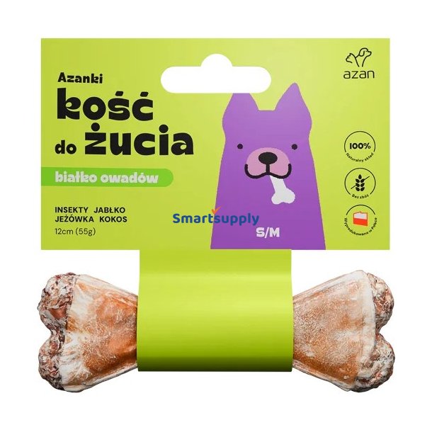 Azanki Knogle Med Insekter Og Kokos S/M - Hundegodbid - 12 cm