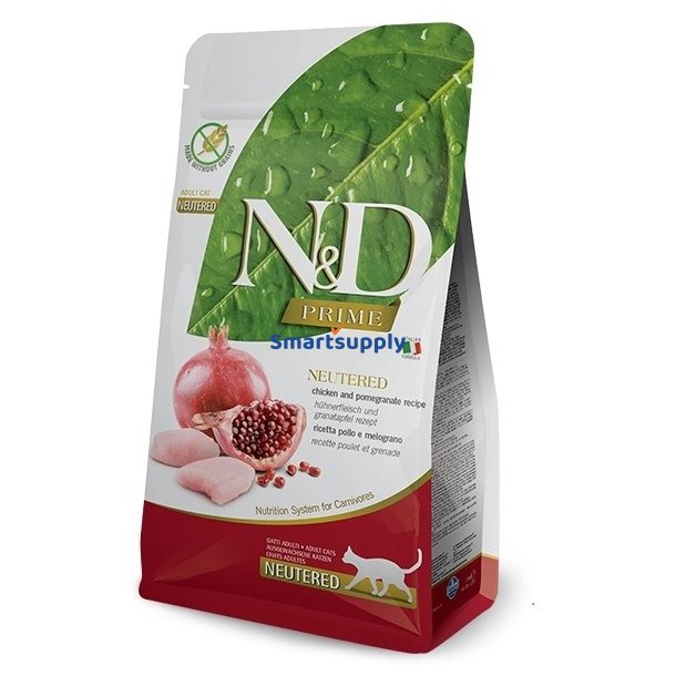 Farmina N &amp; D Prime Kastreret Kylling &amp; Granatble Voksen - Trfoder Til Kat - 5 Kg