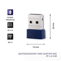 Qoltec 57007 Trdls Mini Bluetooth USB WiFi-adapter