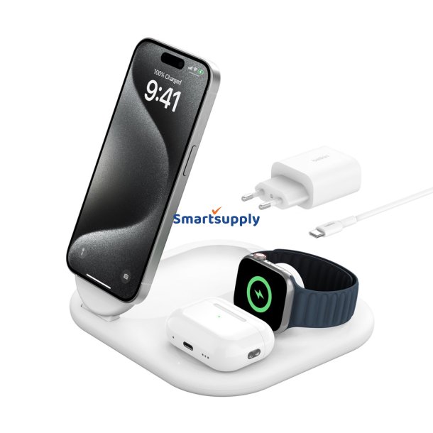 Belkin Boostcharge Hovedtelefoner, Smartphone, Smartwatch Hvid USB Trdls Opladning