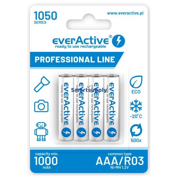 Genopladelige Batterier Everactive Ni-Mh R03 Aaa 1050 mAh Professional Line