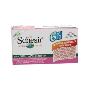 SCHESIR Kyllingefileter med skinke i gel - vd kattefoder - 6x50g