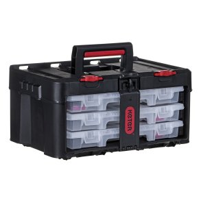 Vrktjskasse KETER Stack'N'Roll (17210831/253380) med 3 organisatorer Sort