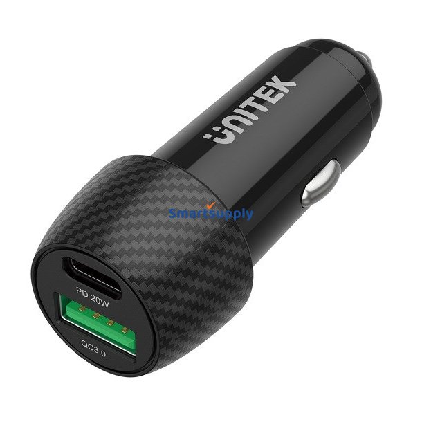 Unitek P1400a Biloplader 38W Usb-A Usb-C Qc 3.0