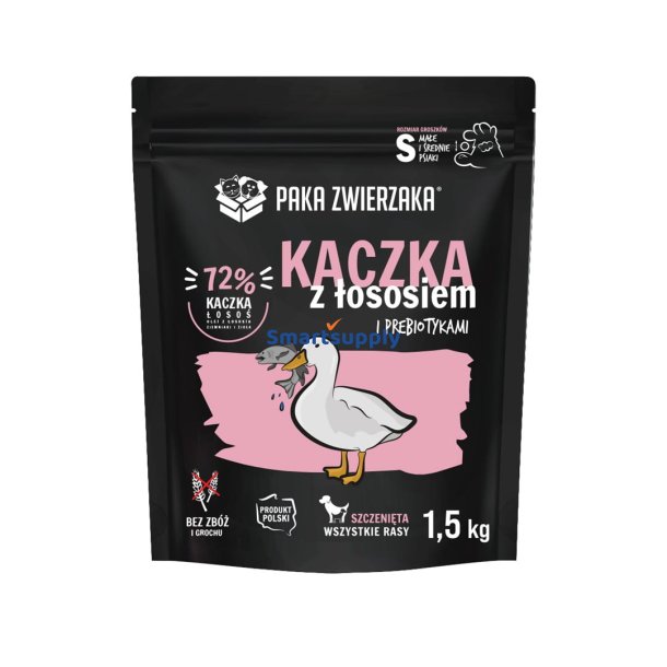 PAKA ZWIERZAKA Puppy Duck with salmon S - t�rfoder til hunde - 1,5kg