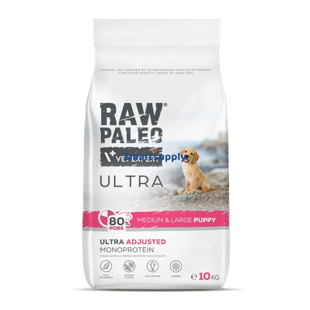 RAW PALEO Ultra Pork Medium & Large Puppy - t�rfoder til hunde - 10kg