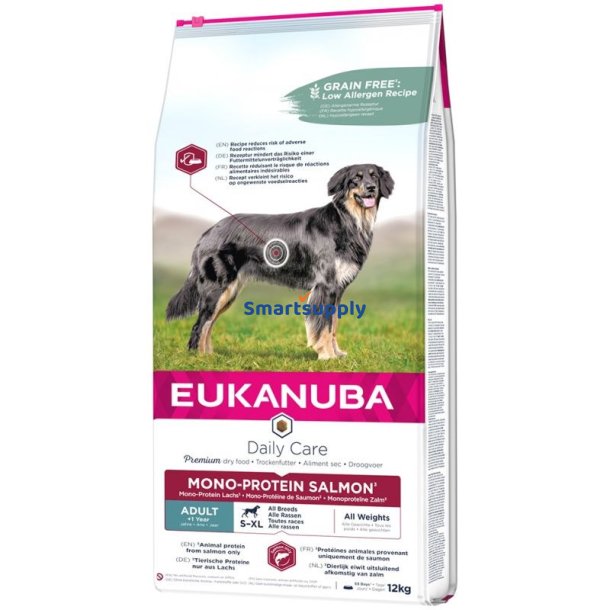 EUKANUBA Daily Care Adult Mono Protein Salmon - trfoder til hunde - 12 kg