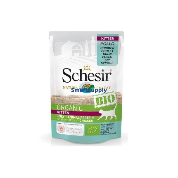 Schesir C &amp; B Wet Bio Kitten Kylling - Vdfoder Til Katte - 85G