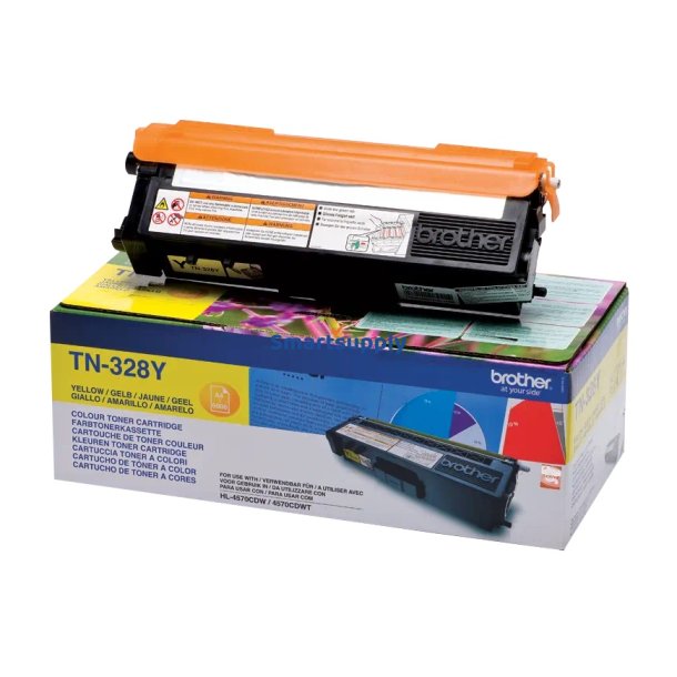 Brother TN-328 Gul toner 6.000 sider original