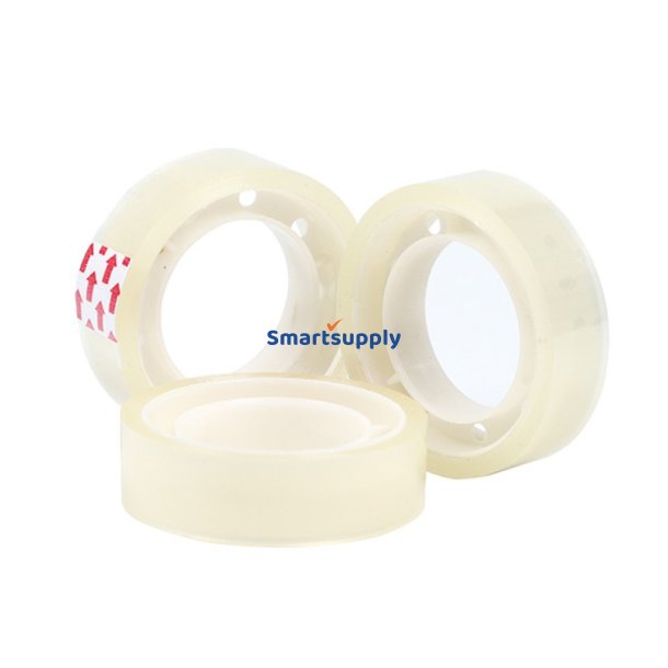 Tape krystalklar m. ophngshul 12 mm x 10 m - 3 ruller